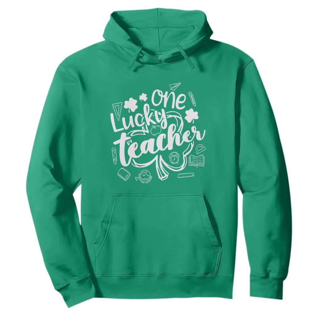 Funny St Patrick's Day Irish Teacher Hoodie One Lucky Teacher Shamrock TS11 Irish Green Print Your Wear