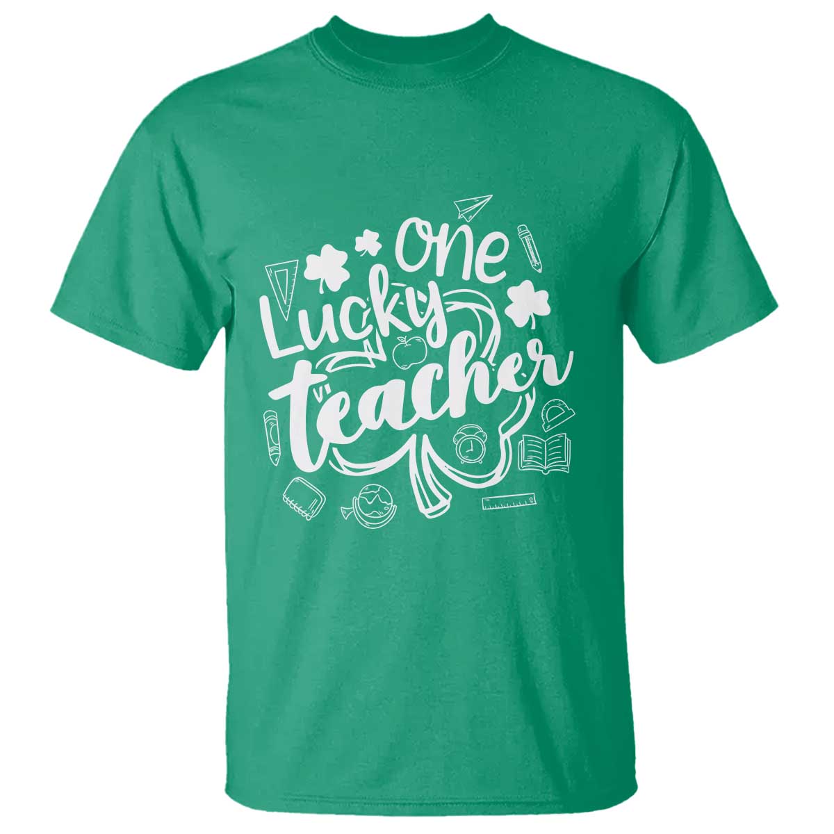 Funny St Patrick's Day Irish Teacher T Shirt One Lucky Teacher Shamrock TS11 Irish Green Print Your Wear