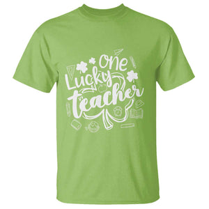 Funny St Patrick's Day Irish Teacher T Shirt One Lucky Teacher Shamrock TS11 Lime Print Your Wear