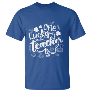 Funny St Patrick's Day Irish Teacher T Shirt One Lucky Teacher Shamrock TS11 Royal Blue Print Your Wear