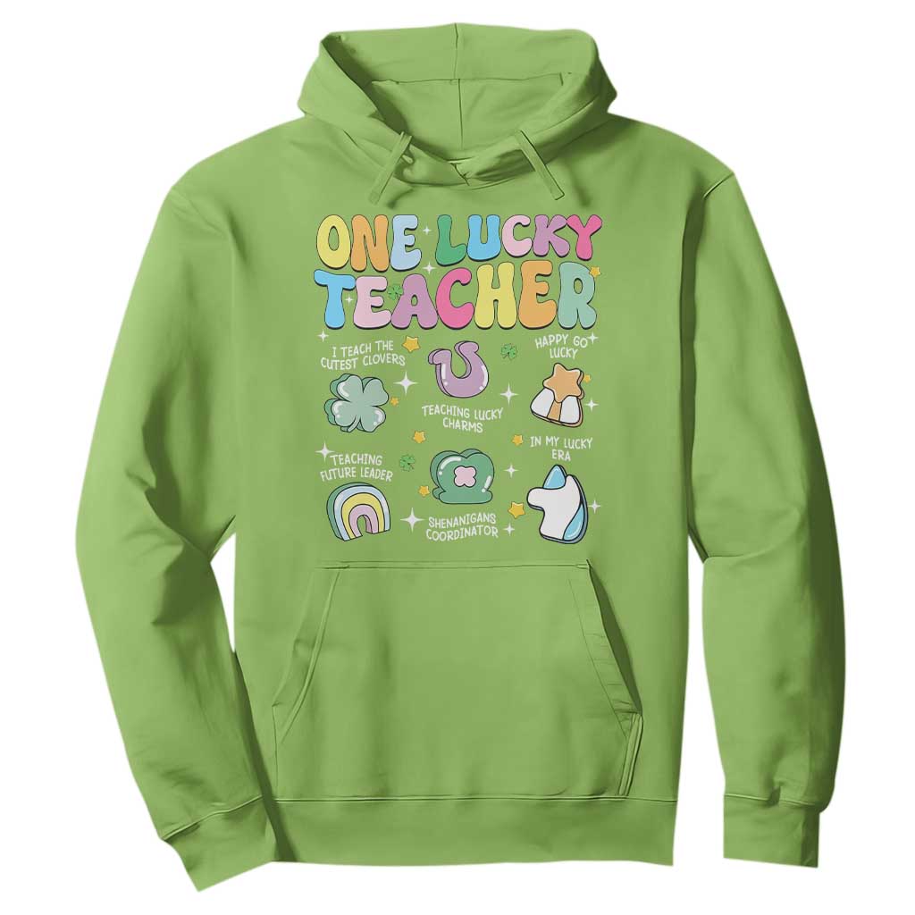 Funny St Patrick's Day Irish Teacher Hoodie One Lucky Teacher Lucky Era Shamrock TS11 Lime Print Your Wear