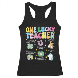 Funny St Patrick's Day Irish Teacher Racerback Tank Top One Lucky Teacher Lucky Era Shamrock TS11 Black Print Your Wear