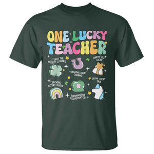 Funny St Patrick's Day Irish Teacher T Shirt One Lucky Teacher Lucky Era Shamrock TS11 Dark Forest Green Print Your Wear