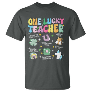 Funny St Patrick's Day Irish Teacher T Shirt One Lucky Teacher Lucky Era Shamrock TS11 Dark Heather Print Your Wear