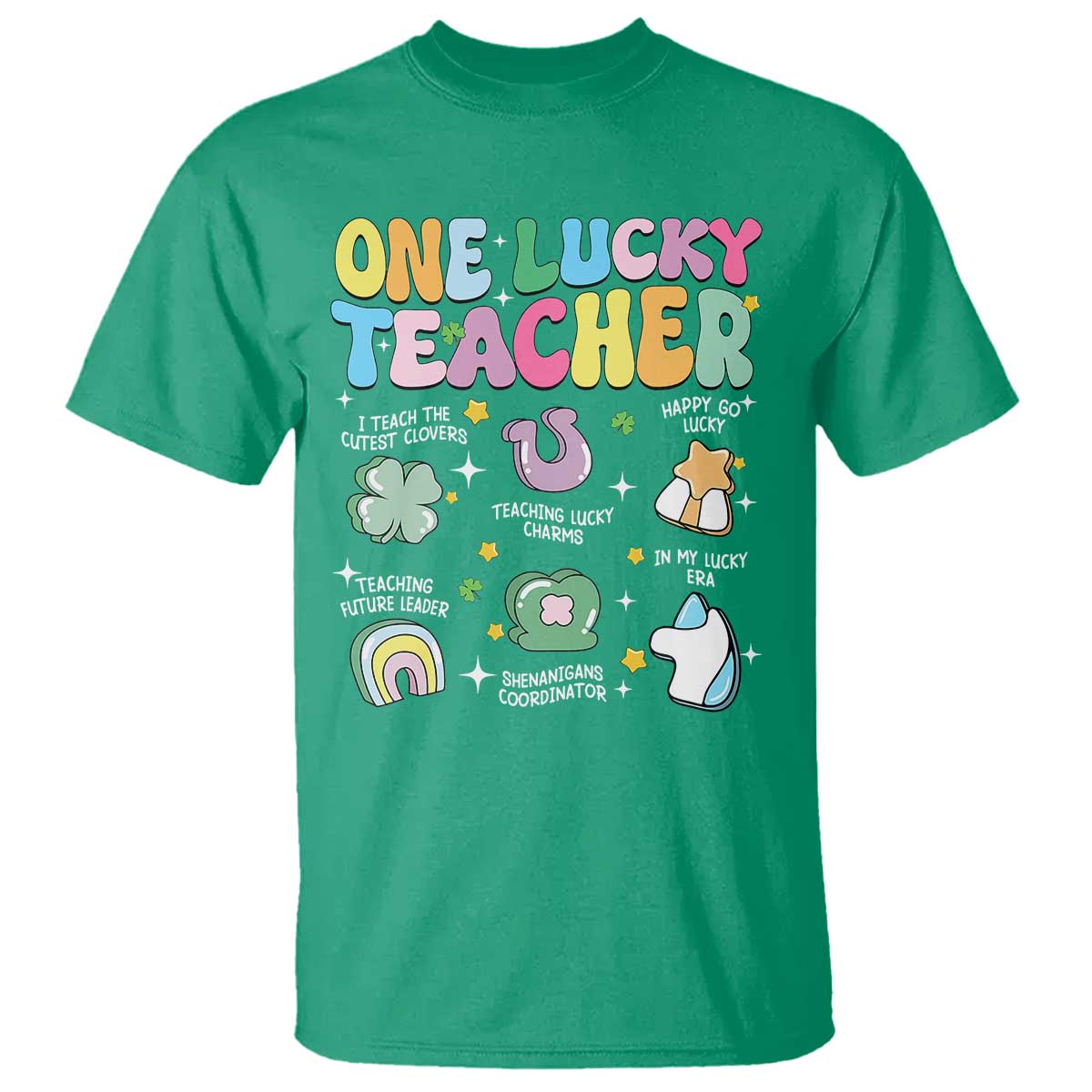 Funny St Patrick's Day Irish Teacher T Shirt One Lucky Teacher Lucky Era Shamrock TS11 Irish Green Print Your Wear
