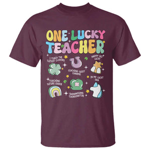 Funny St Patrick's Day Irish Teacher T Shirt One Lucky Teacher Lucky Era Shamrock TS11 Maroon Print Your Wear