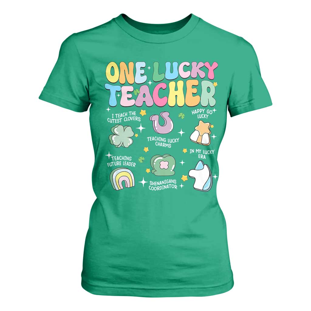 Funny St Patrick's Day Irish Teacher T Shirt For Women One Lucky Teacher Lucky Era Shamrock TS11 Irish Green Print Your Wear