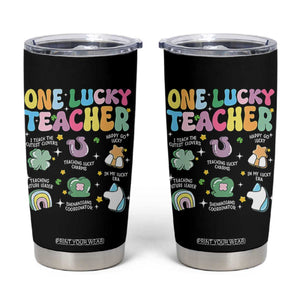 Funny St Patrick's Day Irish Teacher Tumbler Cup One Lucky Teacher Lucky Era Shamrock TS11 Black Print Your Wear