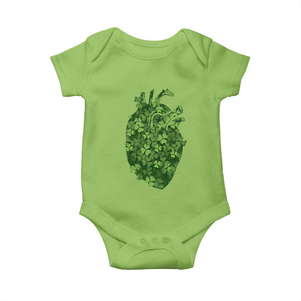 Funny St Patrick's Day Shamrock Heart Cardiac Nurse Anatomy Baby Onesie TS11 Lime Print Your Wear