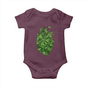 Funny St Patrick's Day Shamrock Heart Cardiac Nurse Anatomy Baby Onesie TS11 Maroon Print Your Wear
