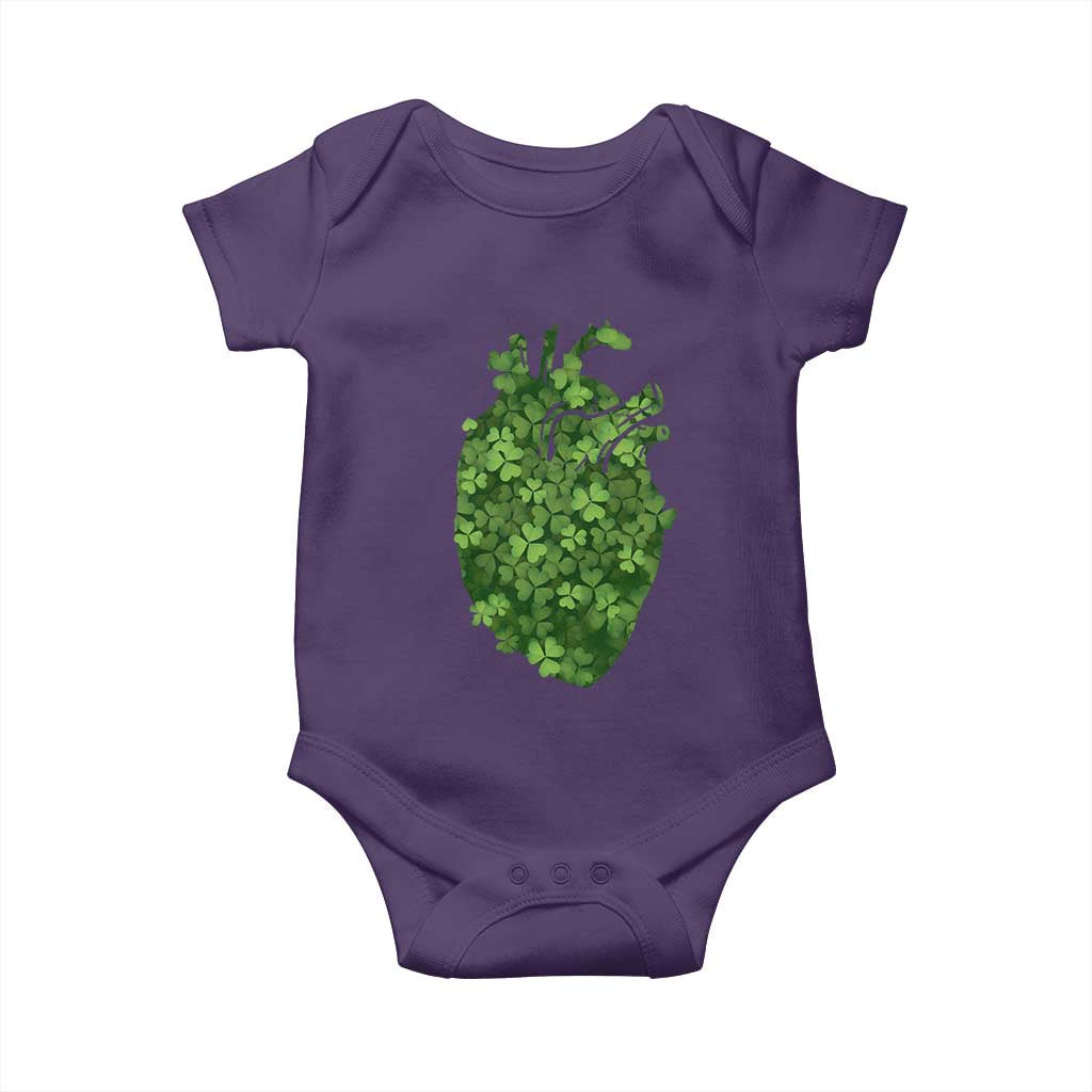 Funny St Patrick's Day Shamrock Heart Cardiac Nurse Anatomy Baby Onesie TS11 Purple Print Your Wear
