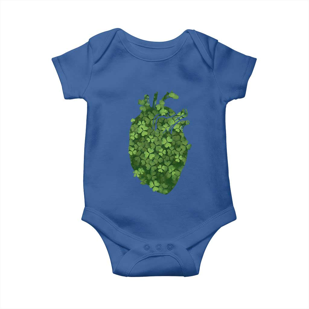 Funny St Patrick's Day Shamrock Heart Cardiac Nurse Anatomy Baby Onesie TS11 Royal Blue Print Your Wear