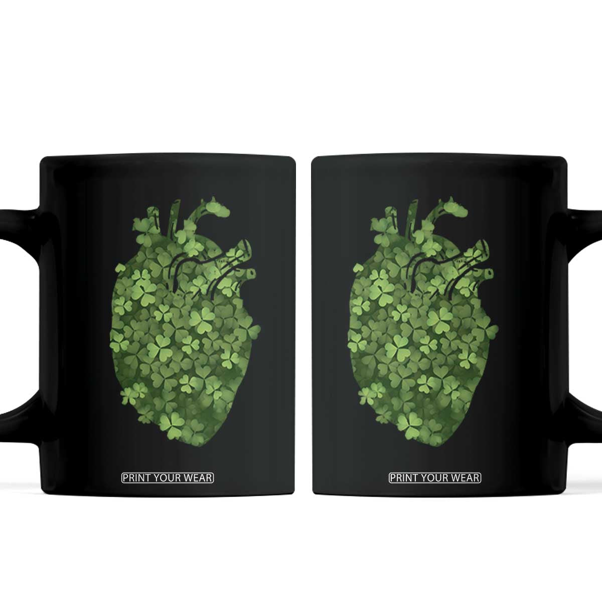 Funny St Patrick's Day Shamrock Heart Cardiac Nurse Anatomy Coffee Mug TS11 Black Print Your Wear