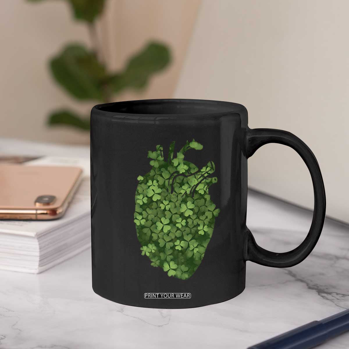 Funny St Patrick's Day Shamrock Heart Cardiac Nurse Anatomy Coffee Mug TS11 Print Your Wear