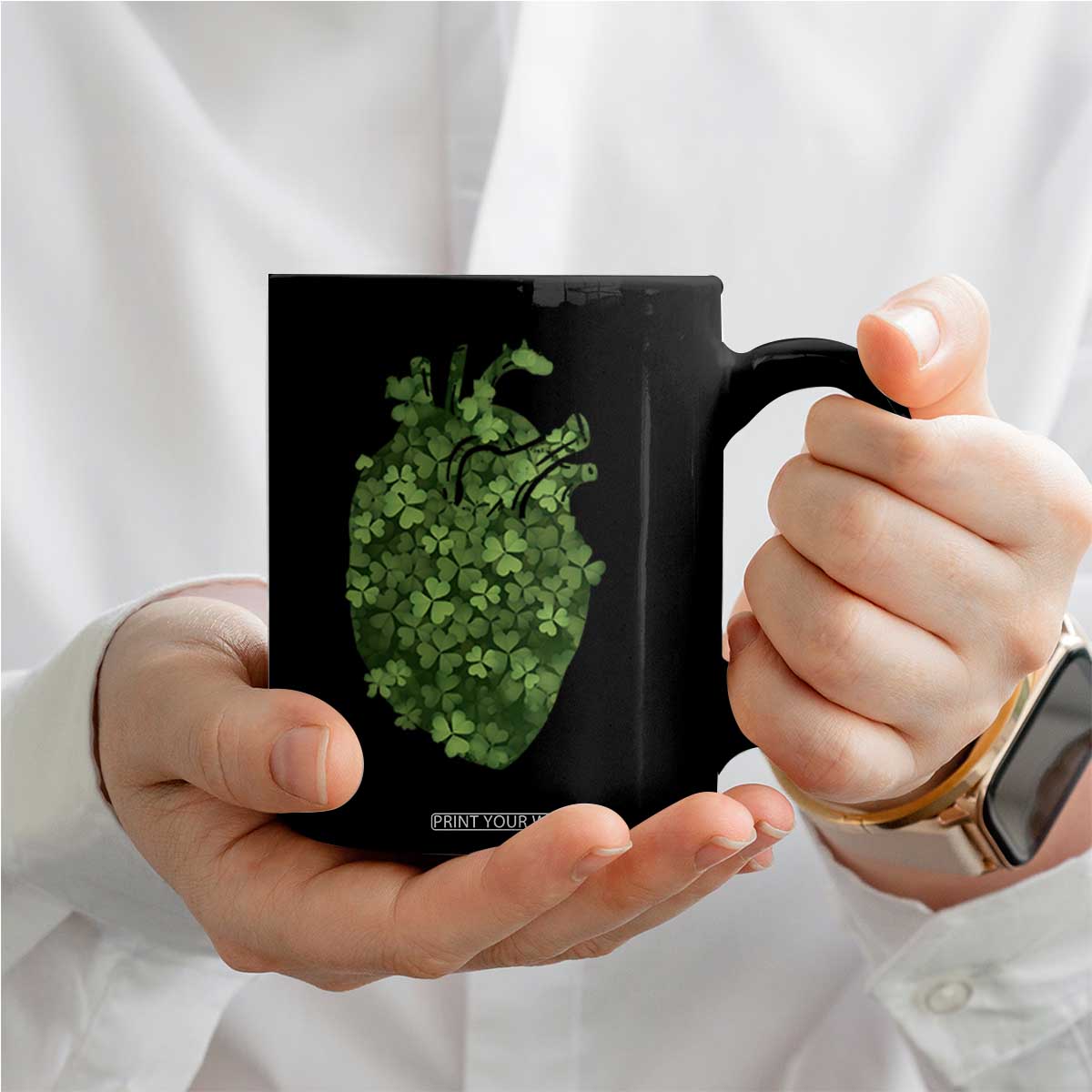 Funny St Patrick's Day Shamrock Heart Cardiac Nurse Anatomy Coffee Mug TS11 Print Your Wear