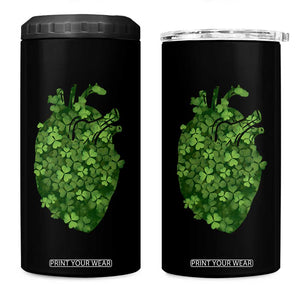 Funny St Patrick's Day Shamrock Heart Cardiac Nurse Anatomy 4 in 1 Can Cooler Tumbler TS11 One Size: 16 oz Black Print Your Wear