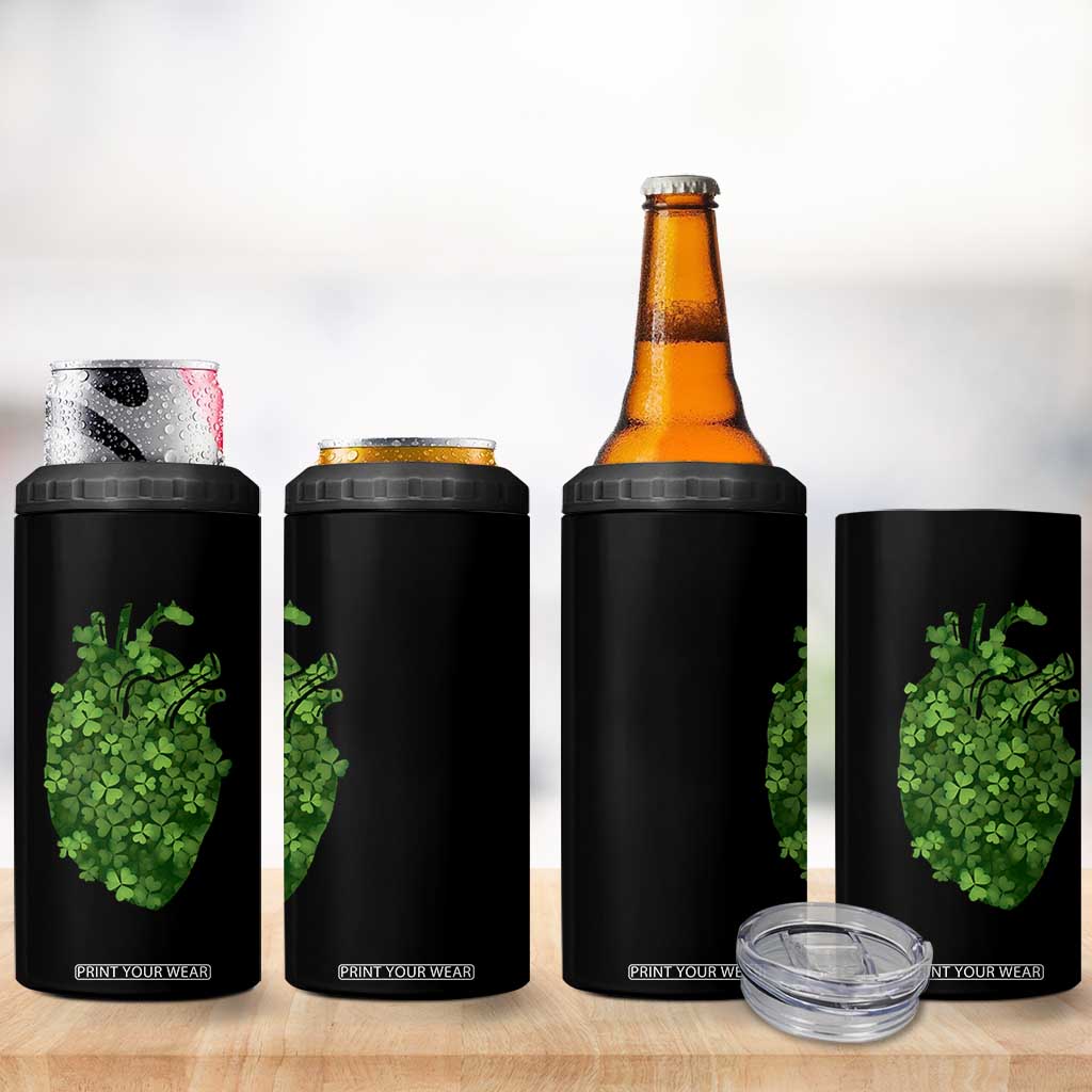 Funny St Patrick's Day Shamrock Heart Cardiac Nurse Anatomy 4 in 1 Can Cooler Tumbler TS11 Print Your Wear