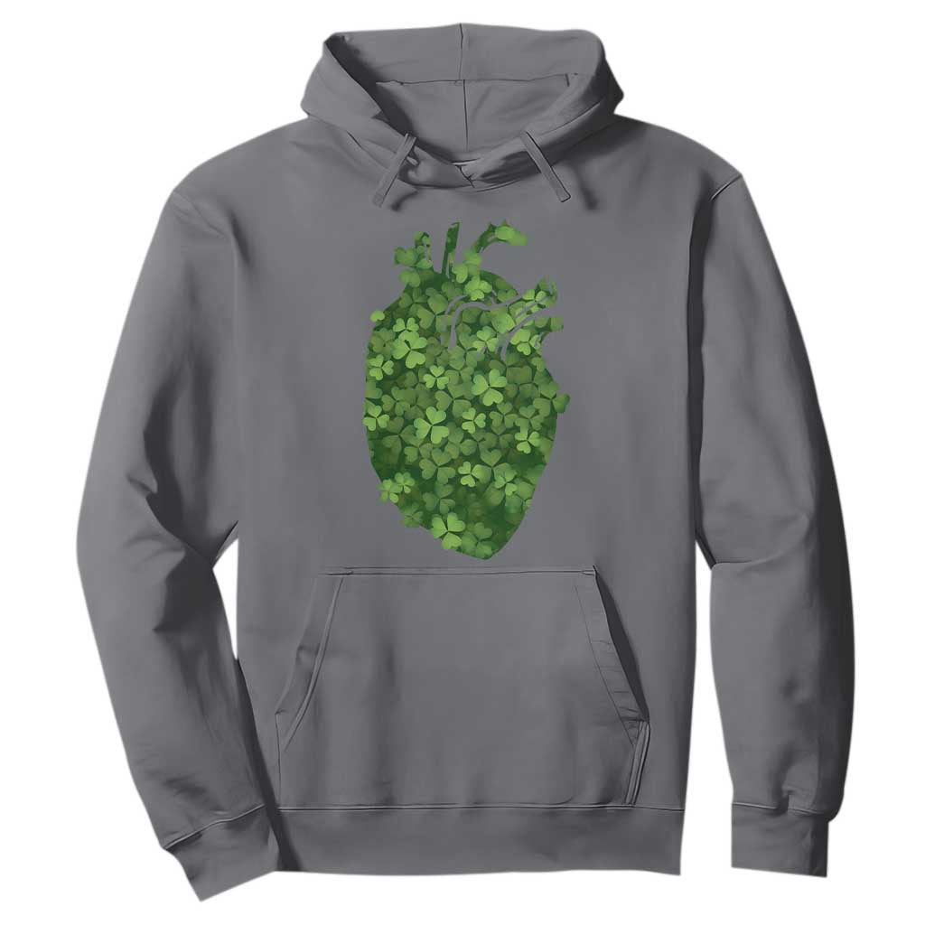 Funny St Patrick's Day Shamrock Heart Cardiac Nurse Anatomy Hoodie TS11 Charcoal Print Your Wear