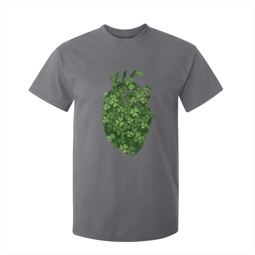 Funny St Patrick's Day Shamrock Heart Cardiac Nurse Anatomy T Shirt For Kid TS11 Charcoal Print Your Wear