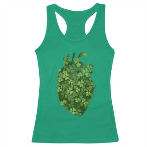 Funny St Patrick's Day Shamrock Heart Cardiac Nurse Anatomy Racerback Tank Top TS11 Irish Green Print Your Wear