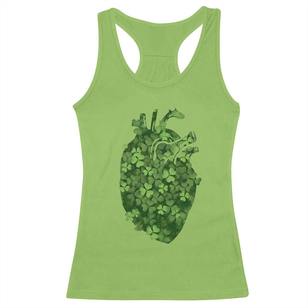 Funny St Patrick's Day Shamrock Heart Cardiac Nurse Anatomy Racerback Tank Top TS11 Lime Print Your Wear