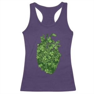 Funny St Patrick's Day Shamrock Heart Cardiac Nurse Anatomy Racerback Tank Top TS11 Purple Print Your Wear