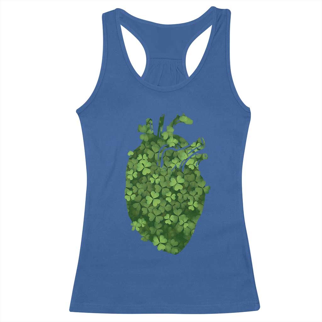 Funny St Patrick's Day Shamrock Heart Cardiac Nurse Anatomy Racerback Tank Top TS11 Royal Blue Print Your Wear
