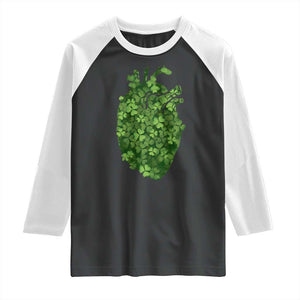 Funny St Patrick's Day Shamrock Heart Cardiac Nurse Anatomy Raglan Shirt TS11 Black White Print Your Wear