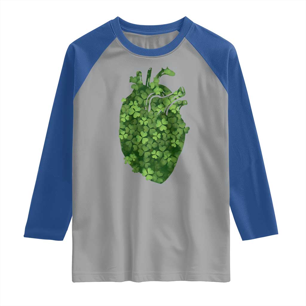Funny St Patrick's Day Shamrock Heart Cardiac Nurse Anatomy Raglan Shirt TS11 Sport Gray Royal Print Your Wear