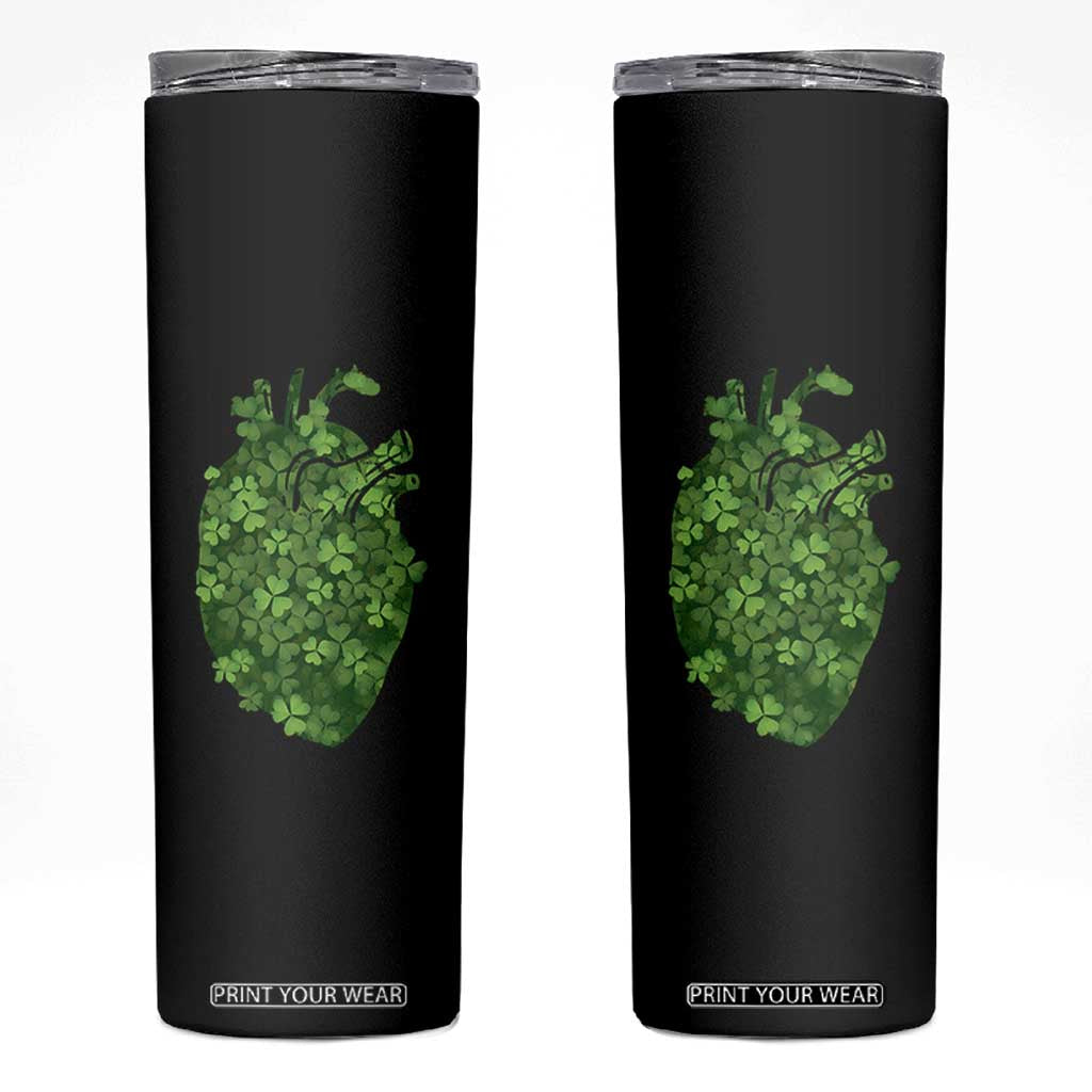 Funny St Patrick's Day Shamrock Heart Cardiac Nurse Anatomy Skinny Tumbler TS11 Black Print Your Wear