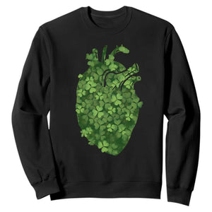Funny St Patrick's Day Shamrock Heart Cardiac Nurse Anatomy Sweatshirt TS11 Black Print Your Wear