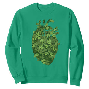 Funny St Patrick's Day Shamrock Heart Cardiac Nurse Anatomy Sweatshirt TS11 Irish Green Print Your Wear