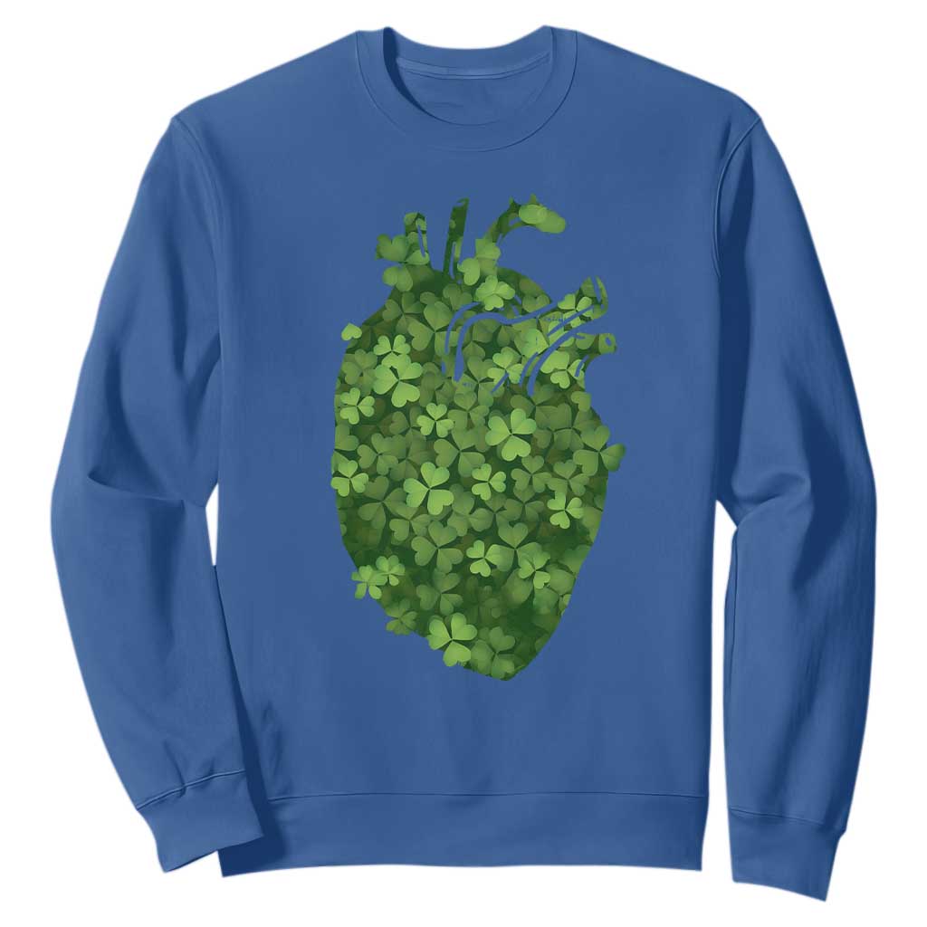 Funny St Patrick's Day Shamrock Heart Cardiac Nurse Anatomy Sweatshirt TS11 Royal Blue Print Your Wear