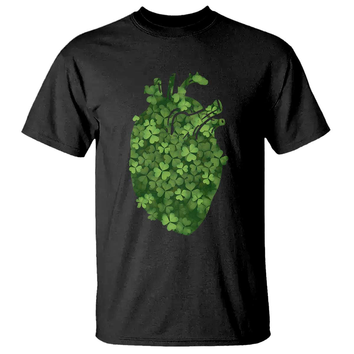 Funny St Patrick's Day Shamrock Heart Cardiac Nurse Anatomy T Shirt TS11 Black Print Your Wear