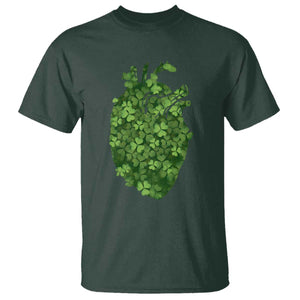 Funny St Patrick's Day Shamrock Heart Cardiac Nurse Anatomy T Shirt TS11 Dark Forest Green Print Your Wear