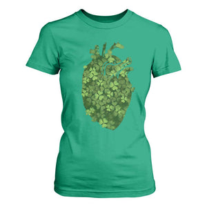 Funny St Patrick's Day Shamrock Heart Cardiac Nurse Anatomy T Shirt For Women TS11 Irish Green Print Your Wear