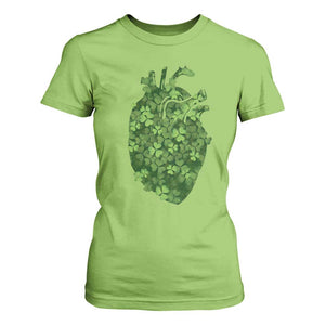 Funny St Patrick's Day Shamrock Heart Cardiac Nurse Anatomy T Shirt For Women TS11 Lime Print Your Wear