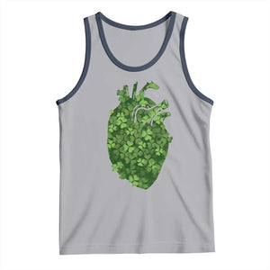 Funny St Patrick's Day Shamrock Heart Cardiac Nurse Anatomy Tank Top TS11 Athletic Heather Navy Print Your Wear
