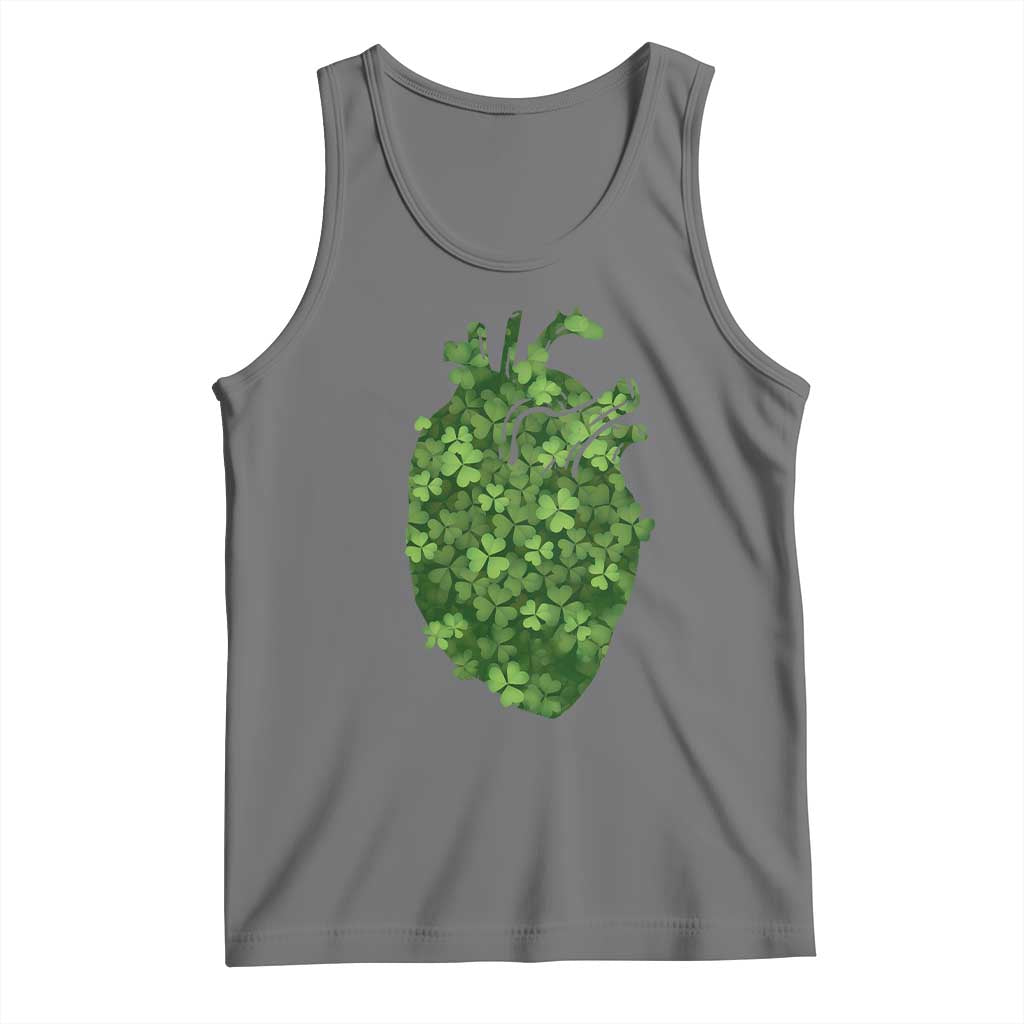Funny St Patrick's Day Shamrock Heart Cardiac Nurse Anatomy Tank Top TS11 Black Heather Print Your Wear