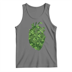 Funny St Patrick's Day Shamrock Heart Cardiac Nurse Anatomy Tank Top TS11 Black Heather Print Your Wear