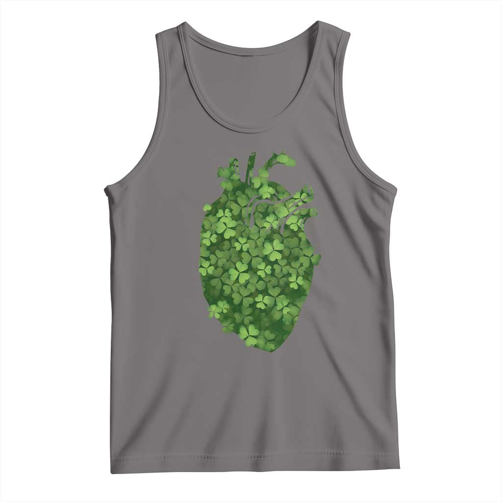 Funny St Patrick's Day Shamrock Heart Cardiac Nurse Anatomy Tank Top TS11 Deep Heather Print Your Wear