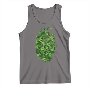 Funny St Patrick's Day Shamrock Heart Cardiac Nurse Anatomy Tank Top TS11 Deep Heather Print Your Wear