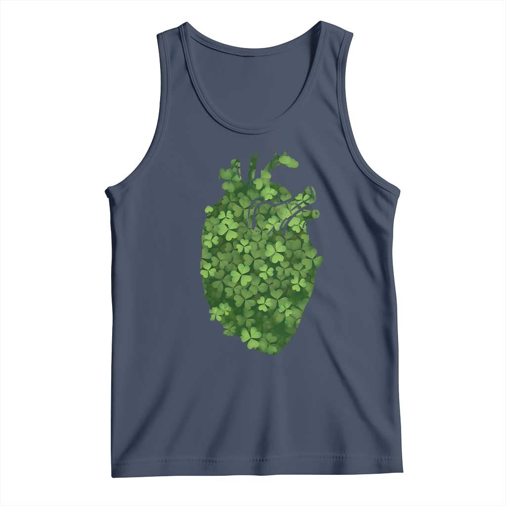 Funny St Patrick's Day Shamrock Heart Cardiac Nurse Anatomy Tank Top TS11 Navy Print Your Wear