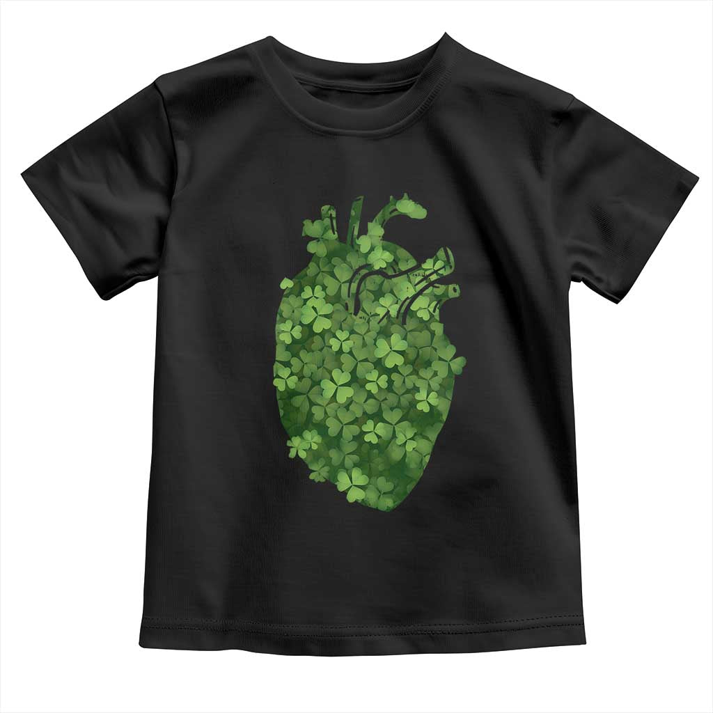 Funny St Patrick's Day Shamrock Heart Cardiac Nurse Anatomy Toddler T Shirt TS11 Black Print Your Wear