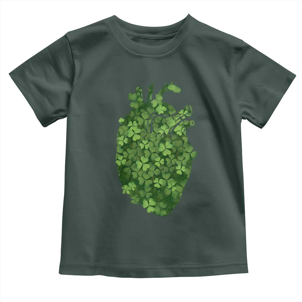 Funny St Patrick's Day Shamrock Heart Cardiac Nurse Anatomy Toddler T Shirt TS11 Dark Forest Green Print Your Wear