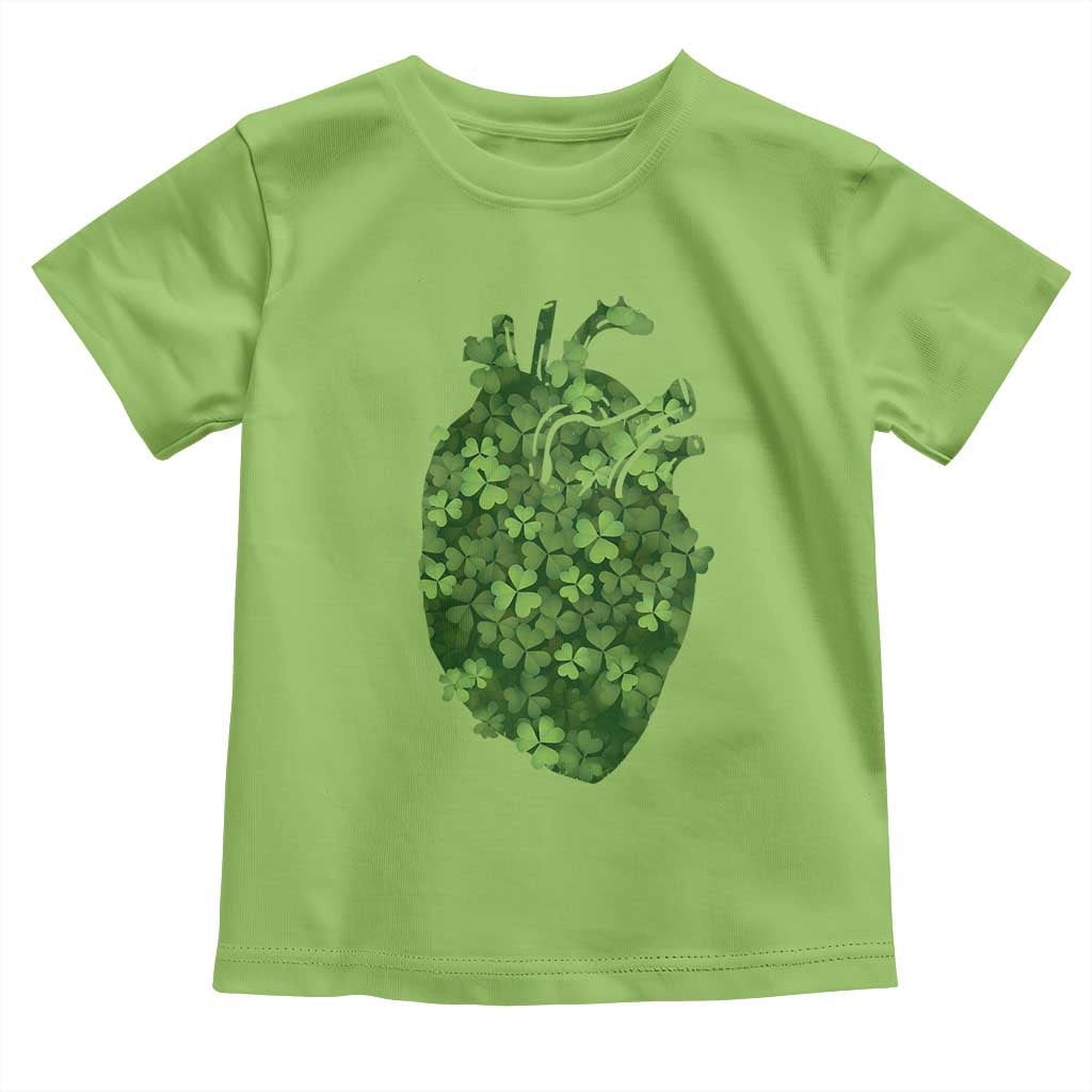 Funny St Patrick's Day Shamrock Heart Cardiac Nurse Anatomy Toddler T Shirt TS11 Lime Print Your Wear