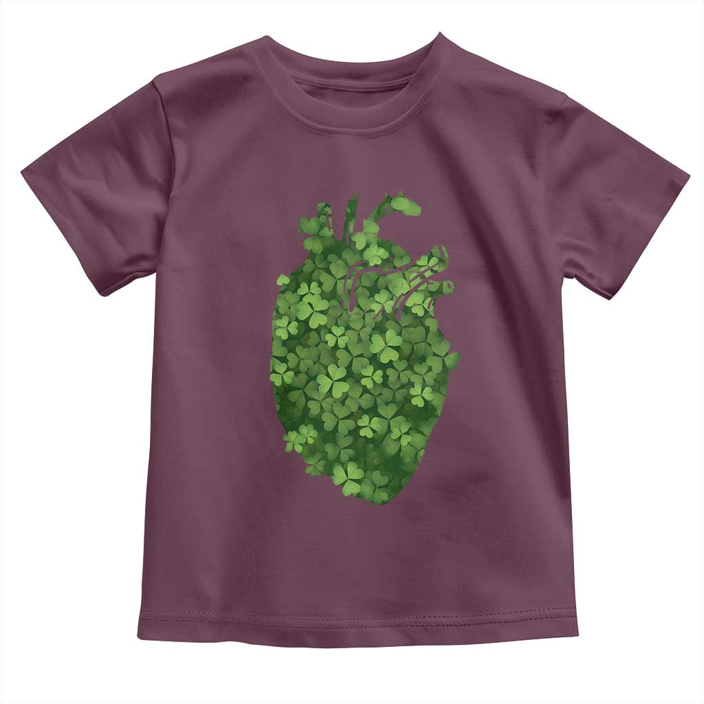 Funny St Patrick's Day Shamrock Heart Cardiac Nurse Anatomy Toddler T Shirt TS11 Maroon Print Your Wear