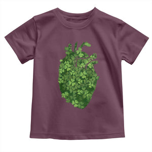 Funny St Patrick's Day Shamrock Heart Cardiac Nurse Anatomy Toddler T Shirt TS11 Maroon Print Your Wear