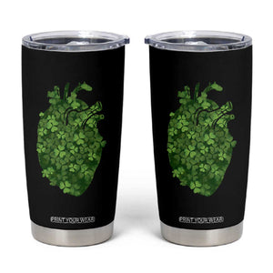 Funny St Patrick's Day Shamrock Heart Cardiac Nurse Anatomy Tumbler Cup TS11 Black Print Your Wear