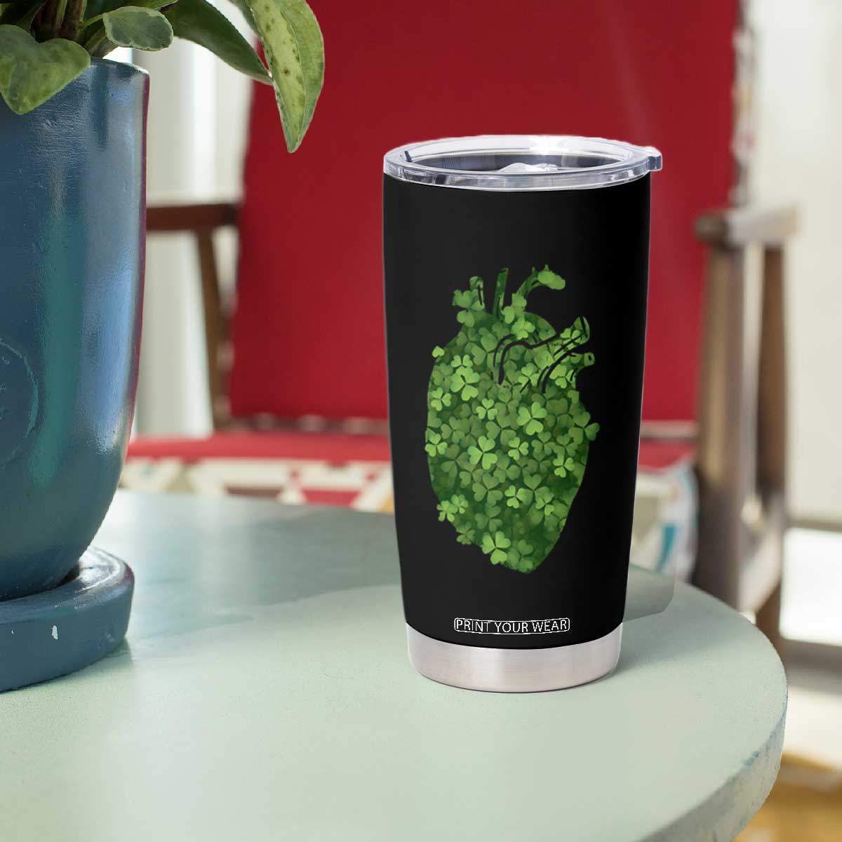 Funny St Patrick's Day Shamrock Heart Cardiac Nurse Anatomy Tumbler Cup TS11 Print Your Wear